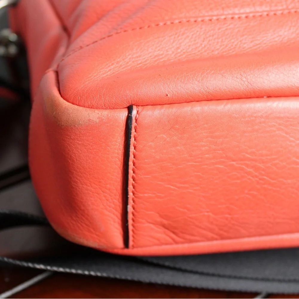 Coach Coral Leather Laptop Bag with Black Strap